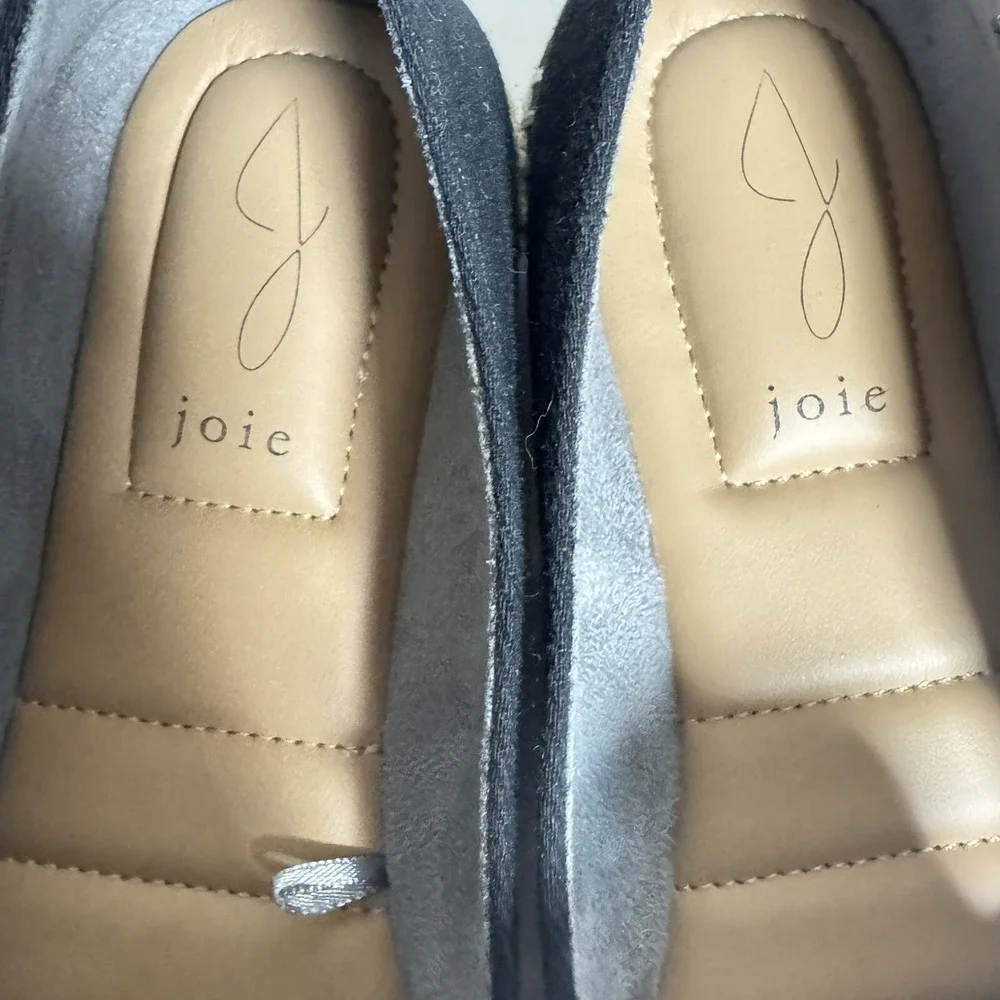 Joie Cara Espadrille Flats Women 7.5 Black Canvas Jute Slip On Shoes‎
